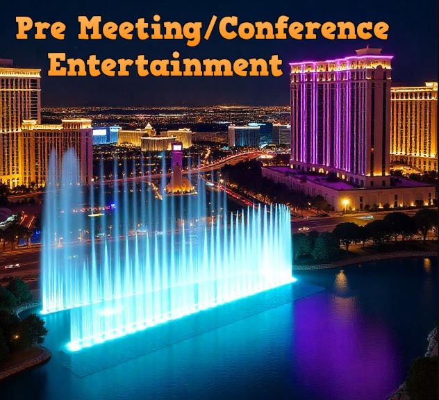 Vector image of the LAs Vegas Strip with the slogan Pre Meeting Conference Entertainment